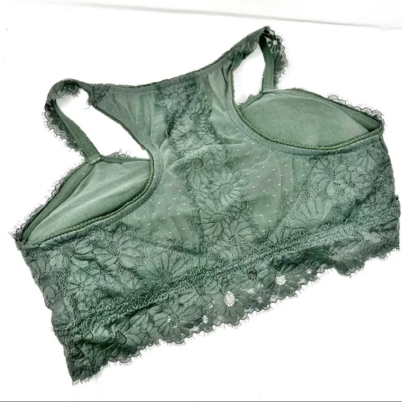 Aerie Lace Bralette Padded Racerback Green Sz XL - Picture 2 of 5